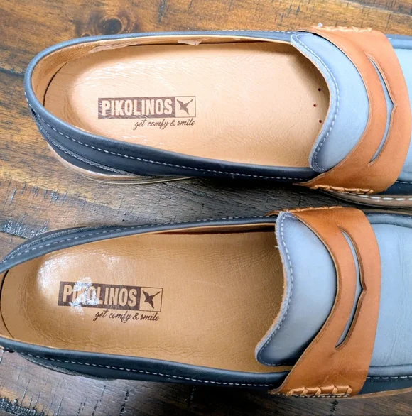 Pikolinos Aldaya W8J water-resistant leather penny Loafers Ocean color Size 38/ - Picture 5 of 9